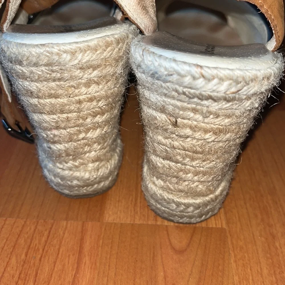 Chocolat Blu women’s navy blue and brown suede espadrilles Size 41 US 11